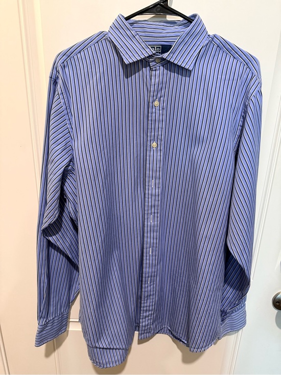 Polo Ralph Lauren Other - Polo by Ralph Lauren Light Blue & Navy Vertical Stripe Dress Shirt